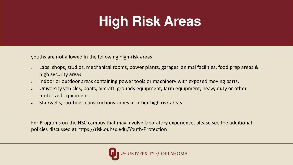 high risk areas