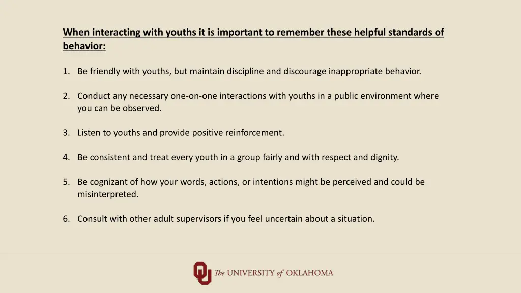 when interacting with youths it is important