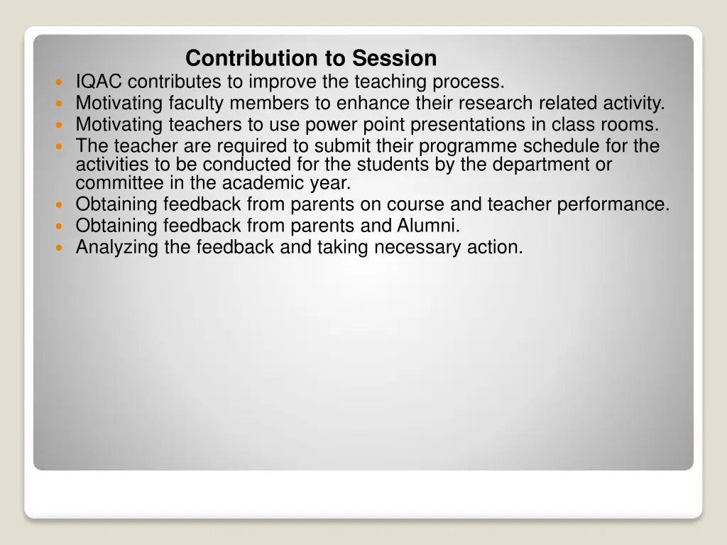 contribution to session
