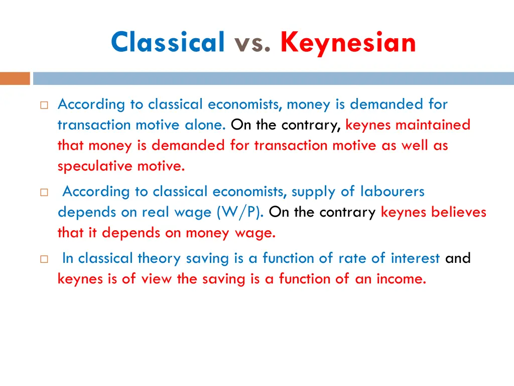 classical vs keynesian