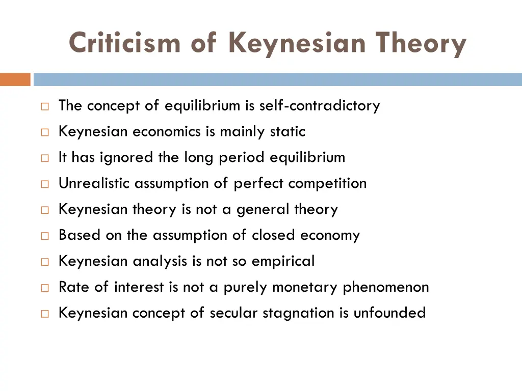criticism of keynesian theory