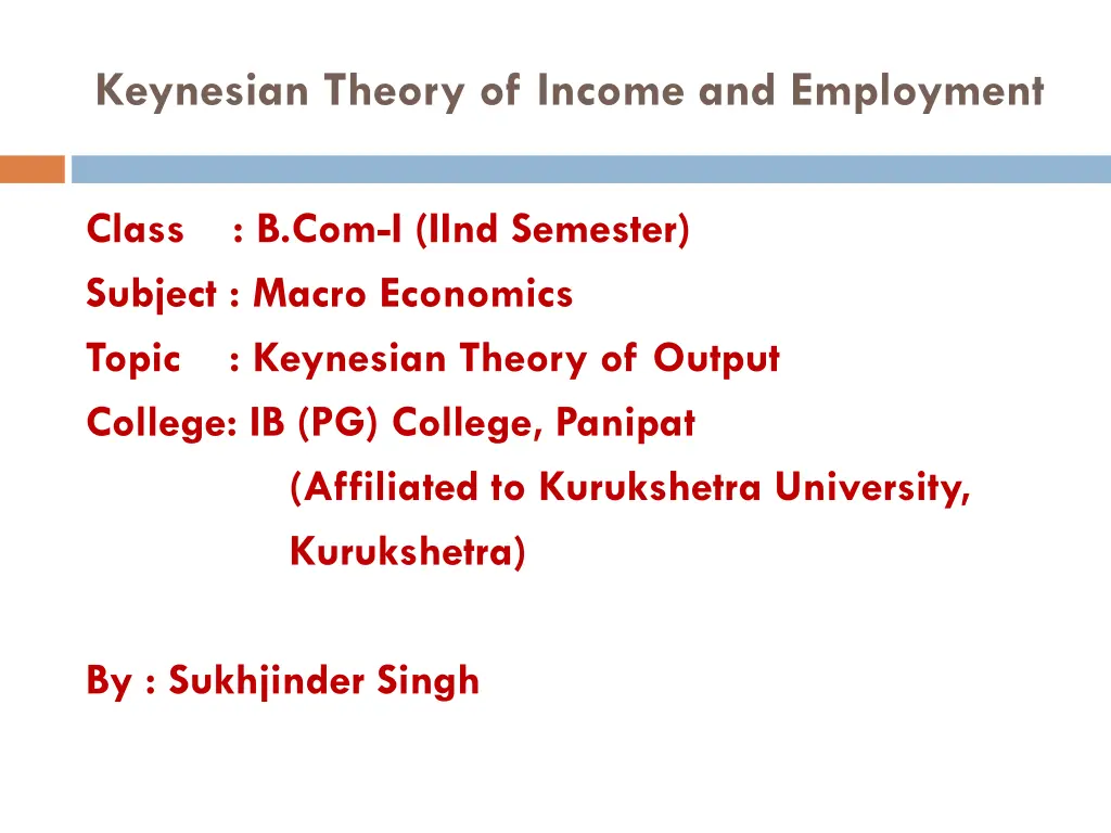 keynesian theory of income and employment