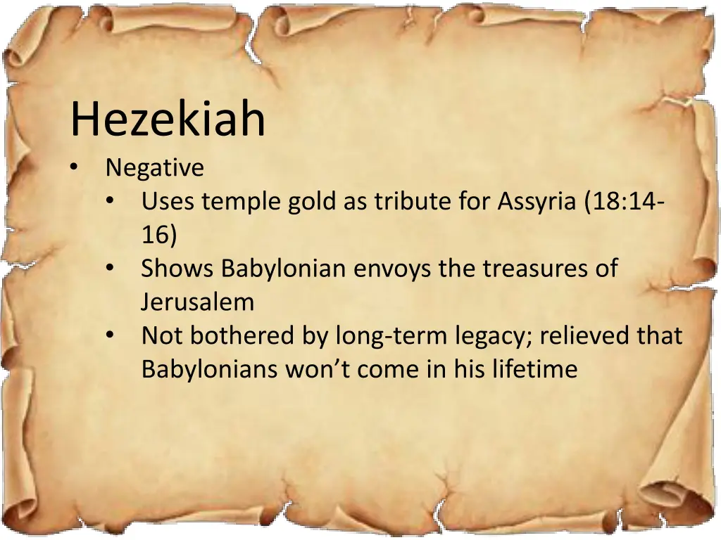 hezekiah negative uses temple gold as tribute