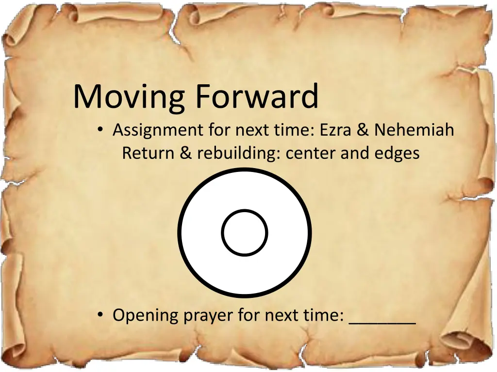 moving forward assignment for next time ezra