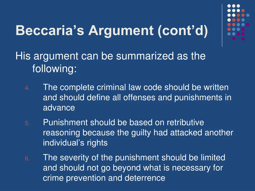 beccaria s argument cont d