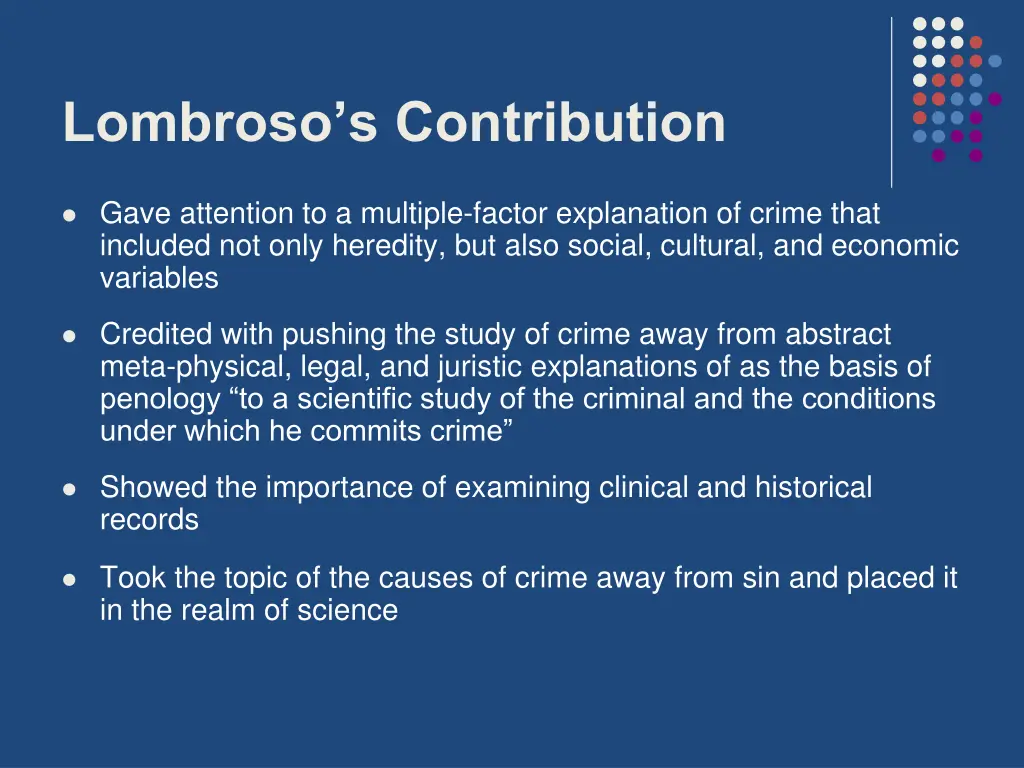 lombroso s contribution