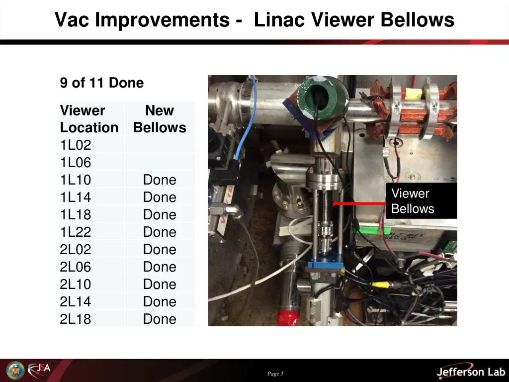vac improvements linac viewer bellows