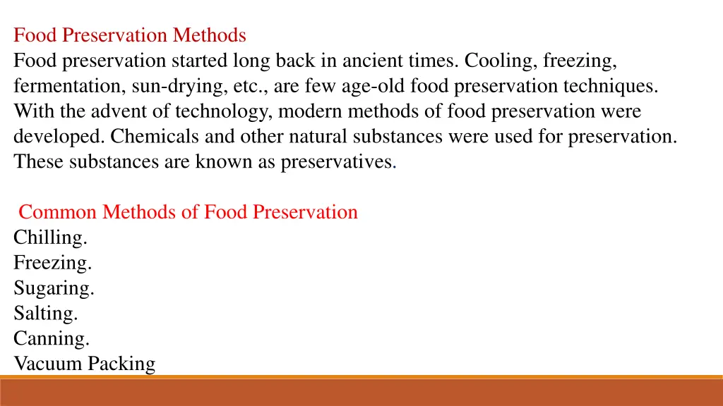 food preservation methods food preservation