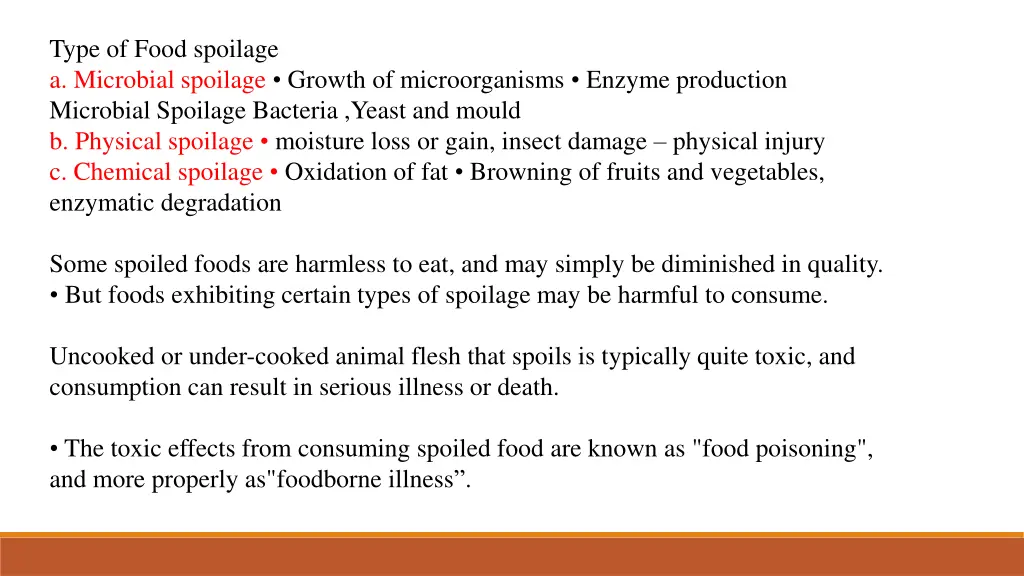 type of food spoilage a microbial spoilage growth