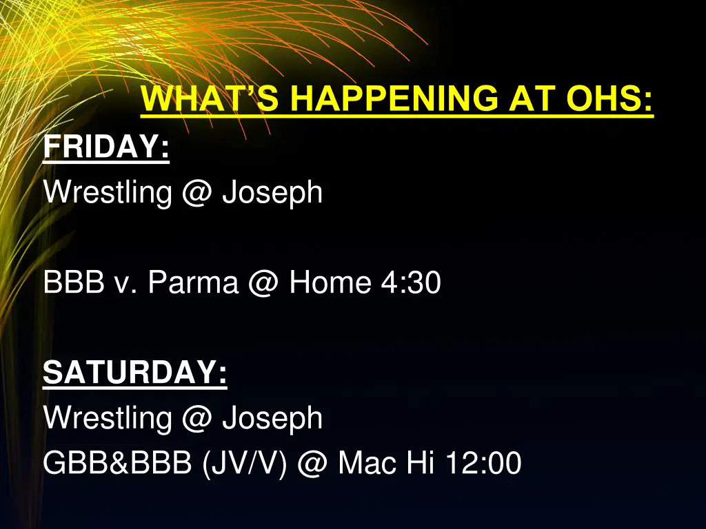 what s happening at ohs friday wrestling @ joseph