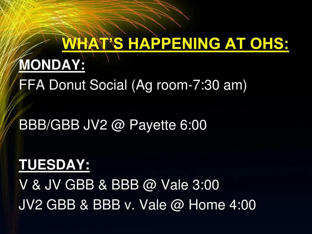 what s happening at ohs monday ffa donut social