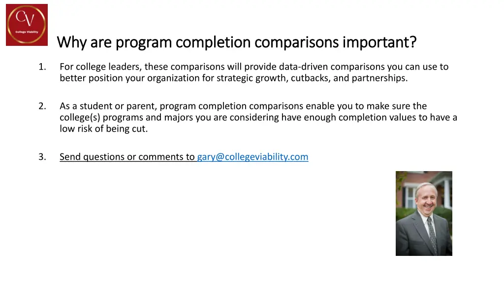 why are program completion comparisons important