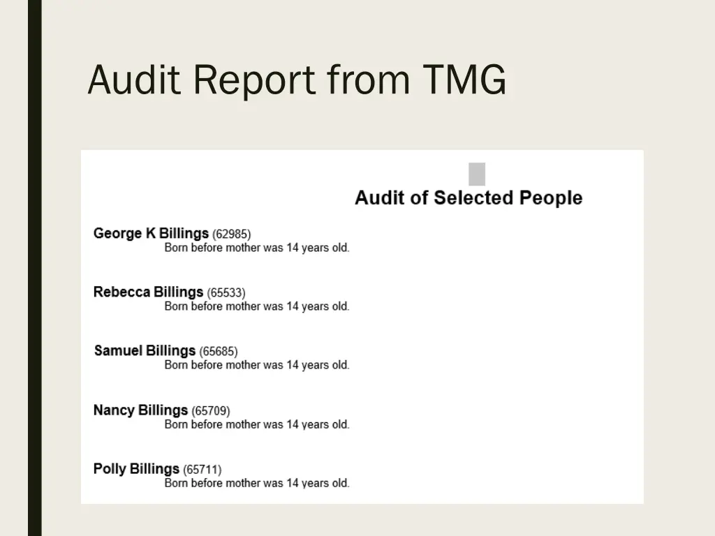 audit report from tmg
