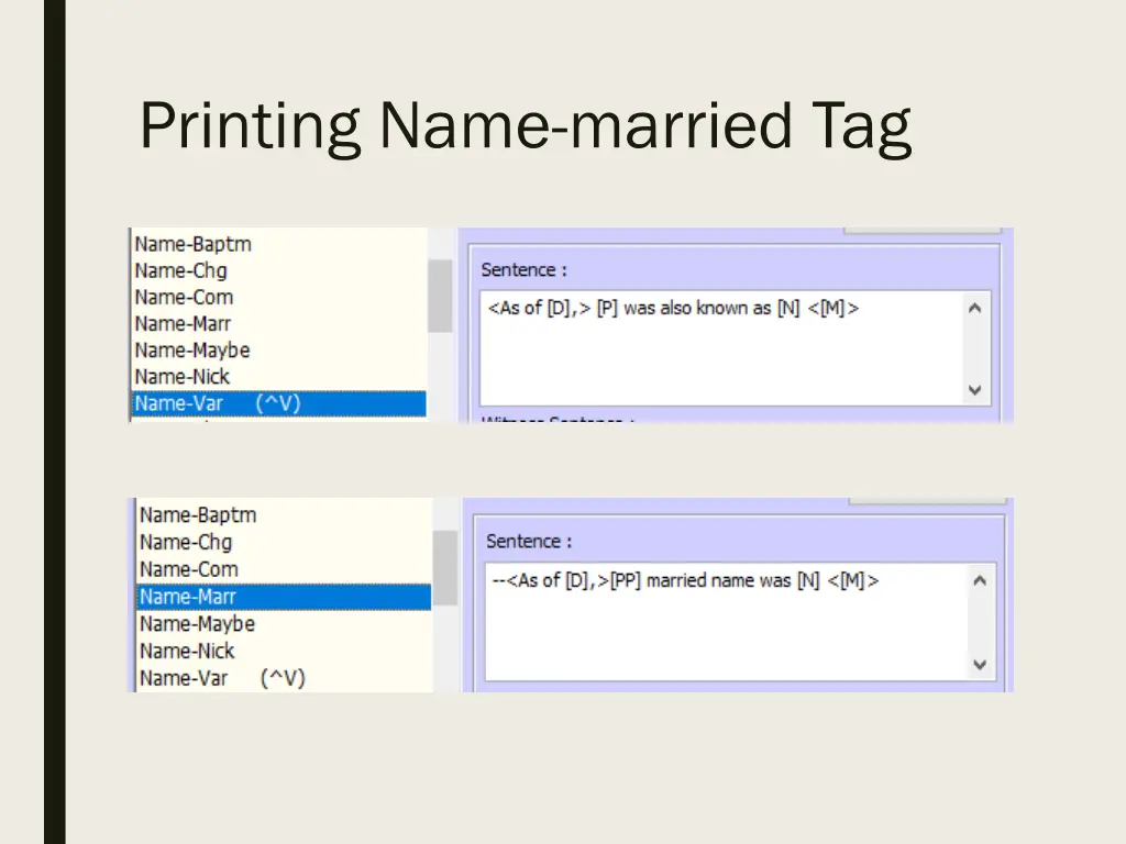 printing name married tag 1