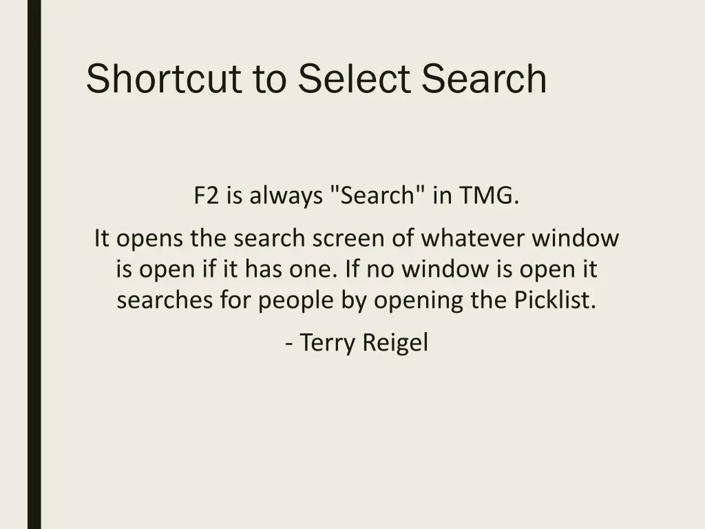 shortcut to select search