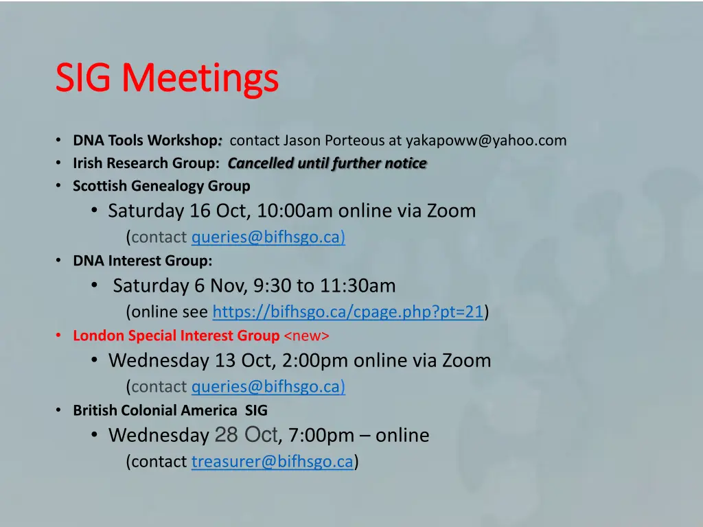 sig meetings sig meetings