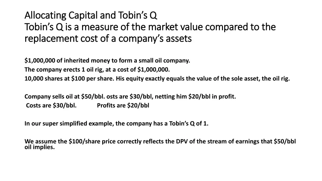 allocating capital and tobin s q allocating