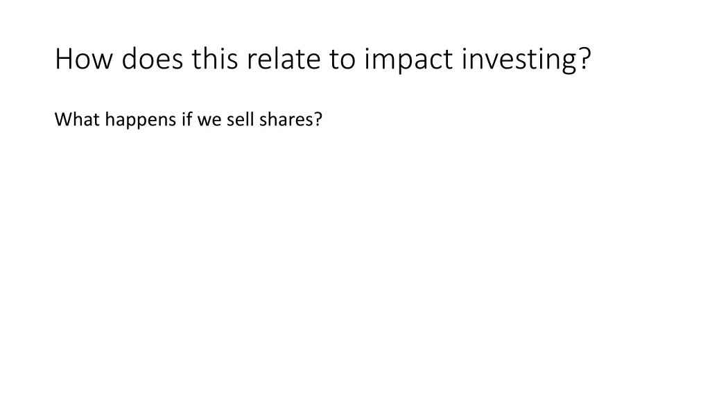 how does this relate to impact investing