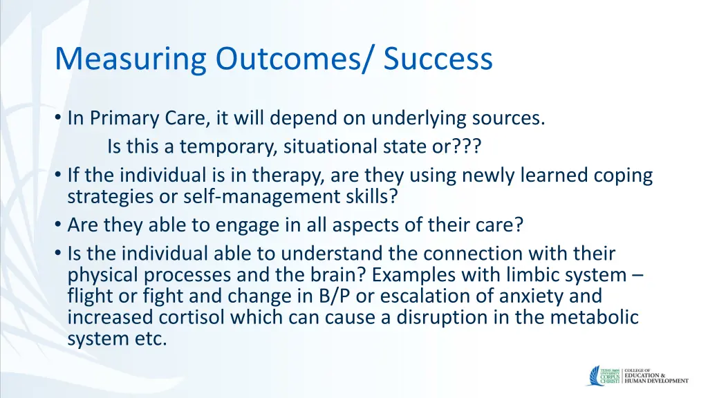 measuring outcomes success