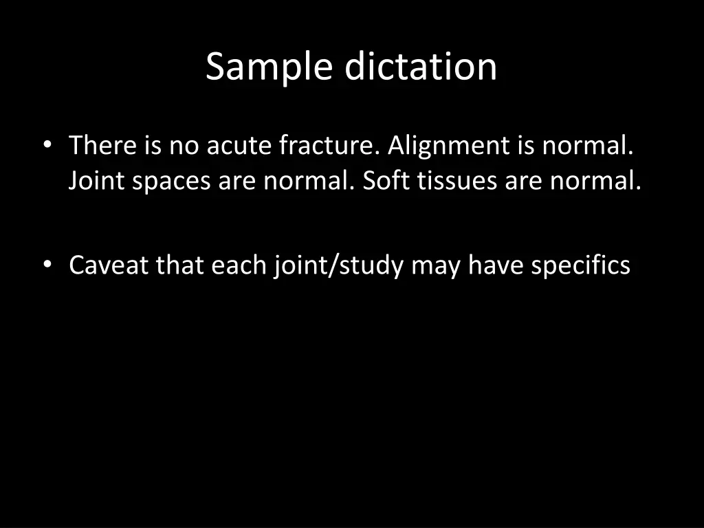 sample dictation