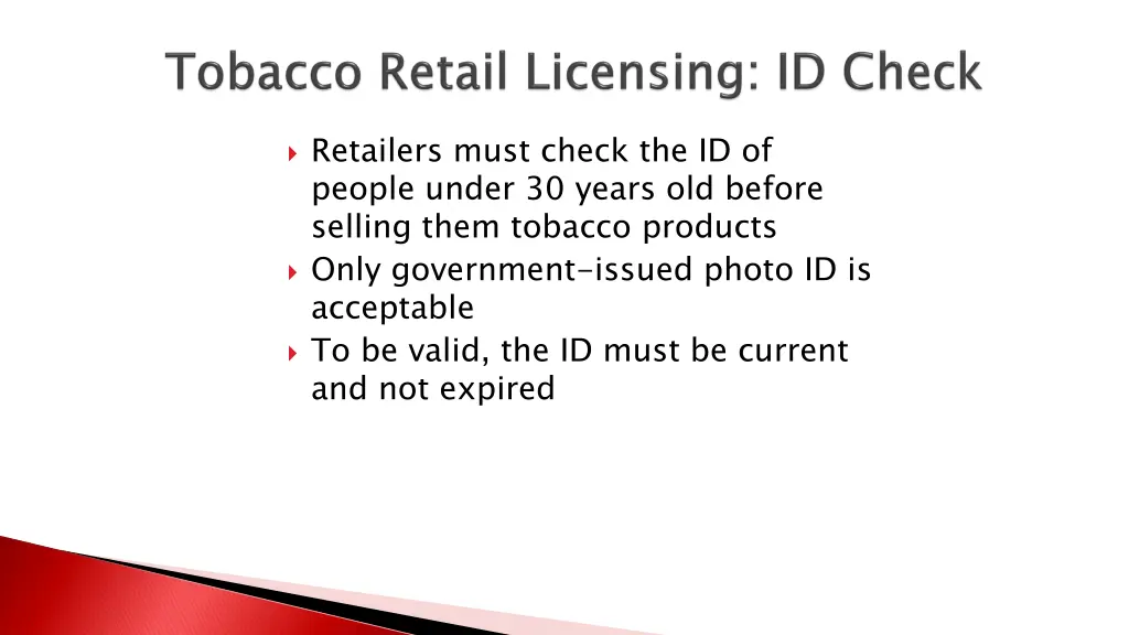 retailers must check the id of people under