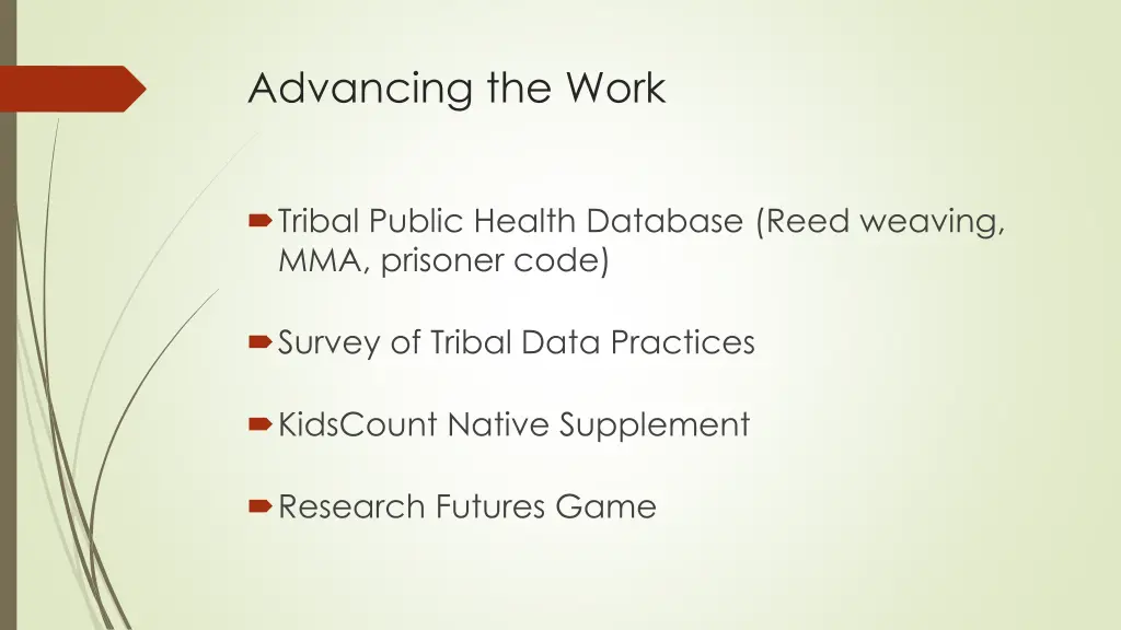 advancing the work