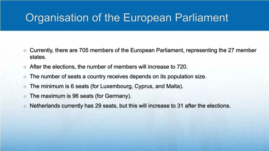 organisation of the european parliament