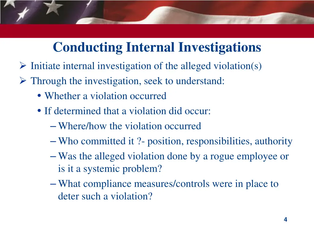 conducting internal investigations initiate