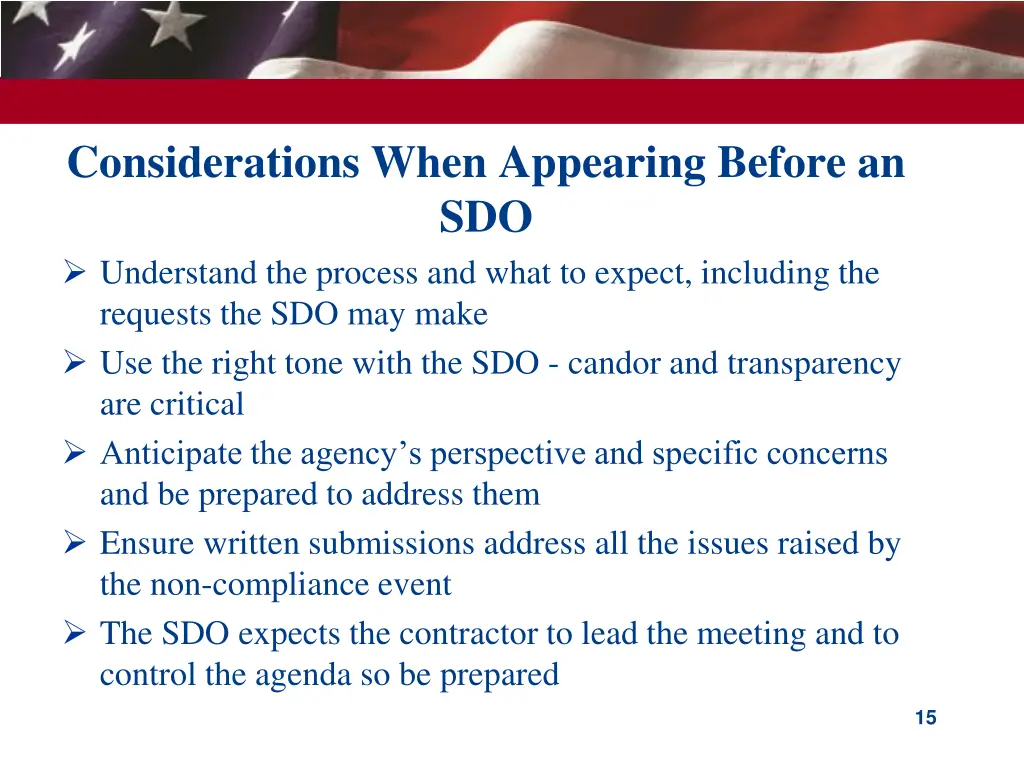 considerations when appearing before