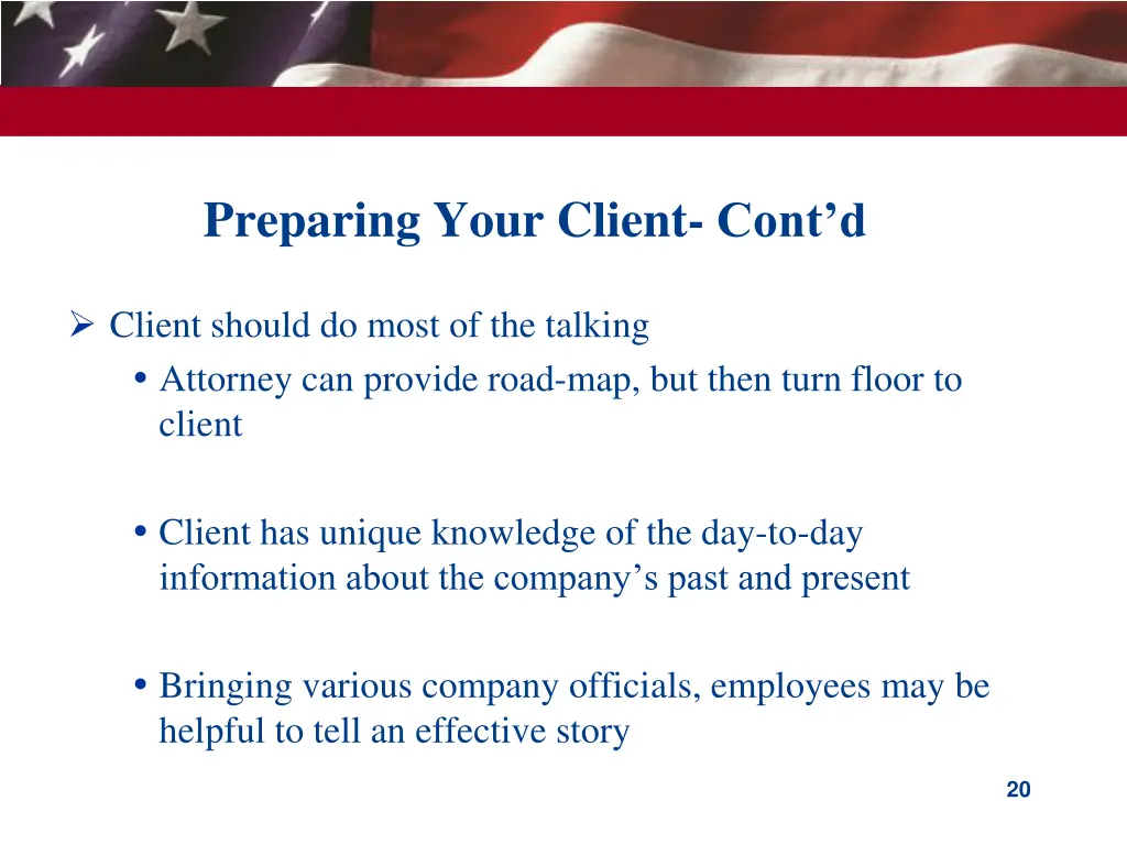 preparing your client cont d