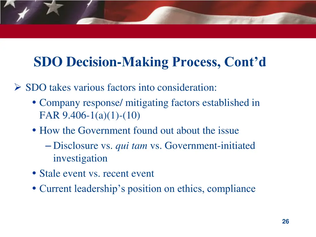 sdo decision making process cont d