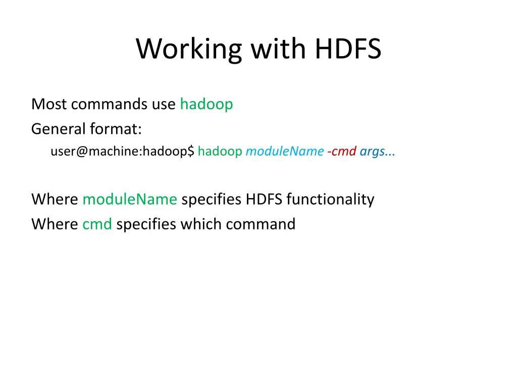 working with hdfs