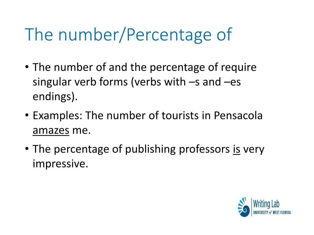 the number percentage of