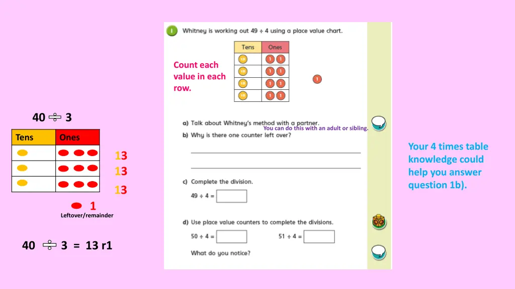 count each value in each row