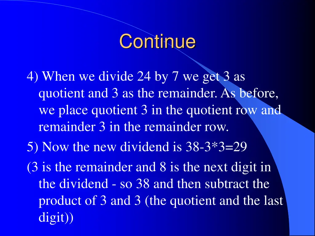 continue