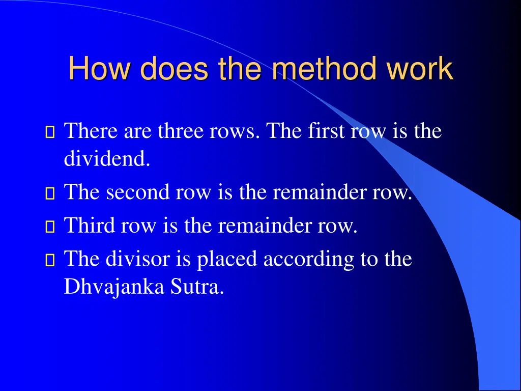 how does the method work