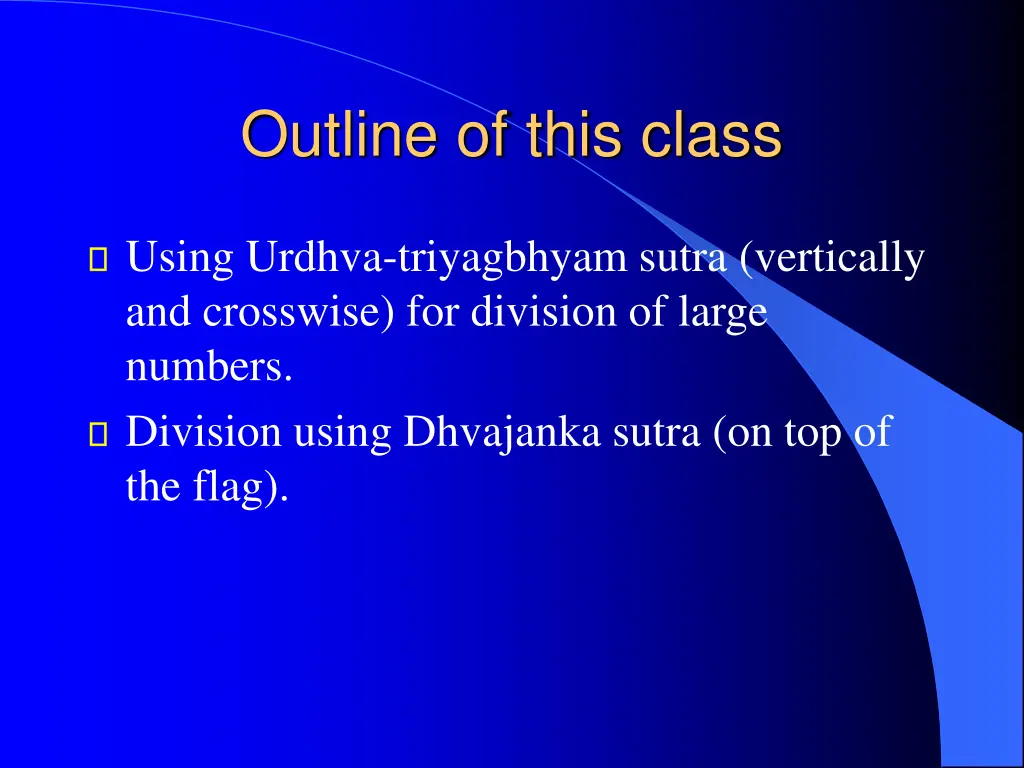 outline of this class