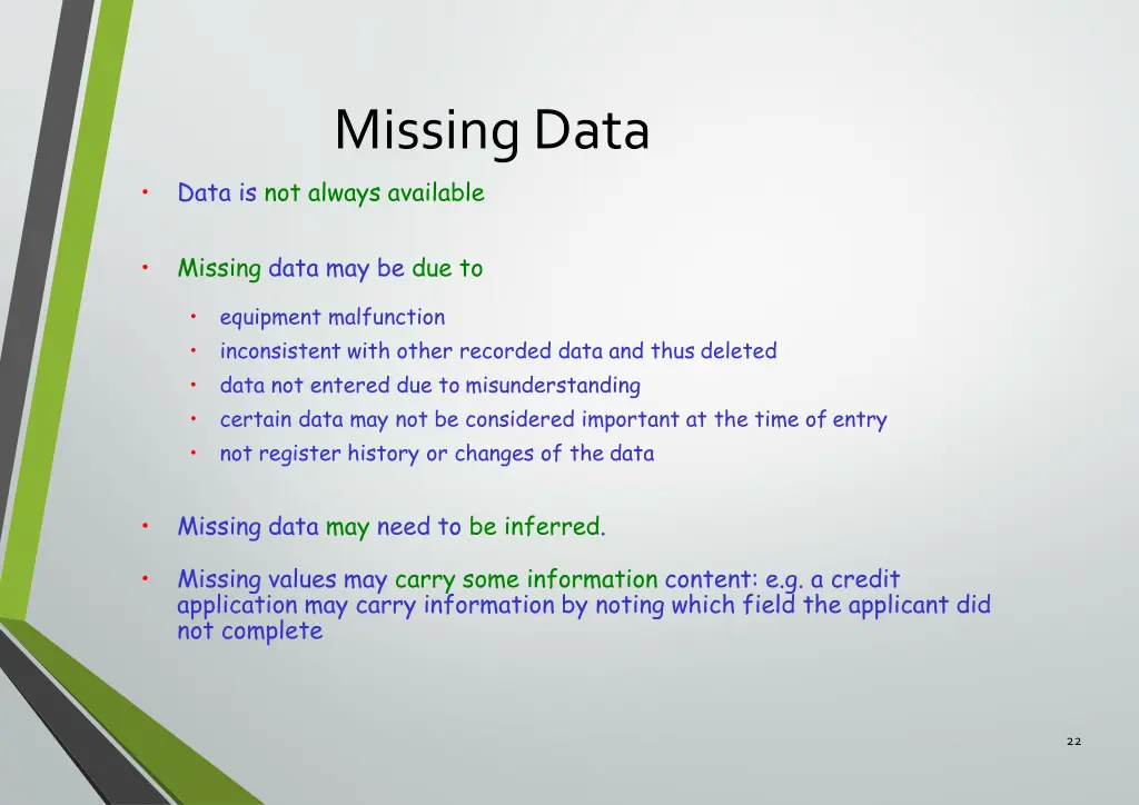 missingdata data is not always available