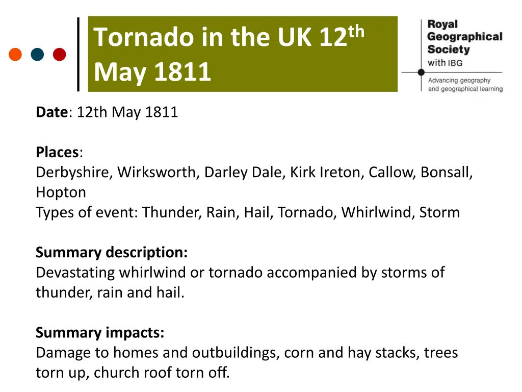 tornado in the uk 12 th may 1811