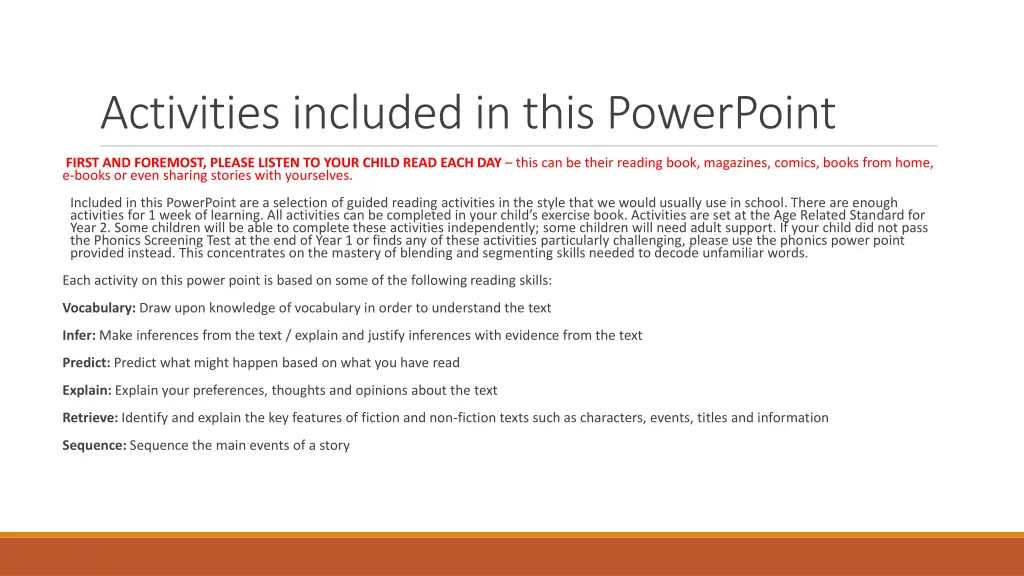 activities included in this powerpoint