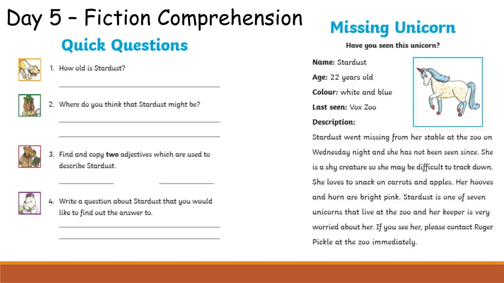 day 5 fiction comprehension