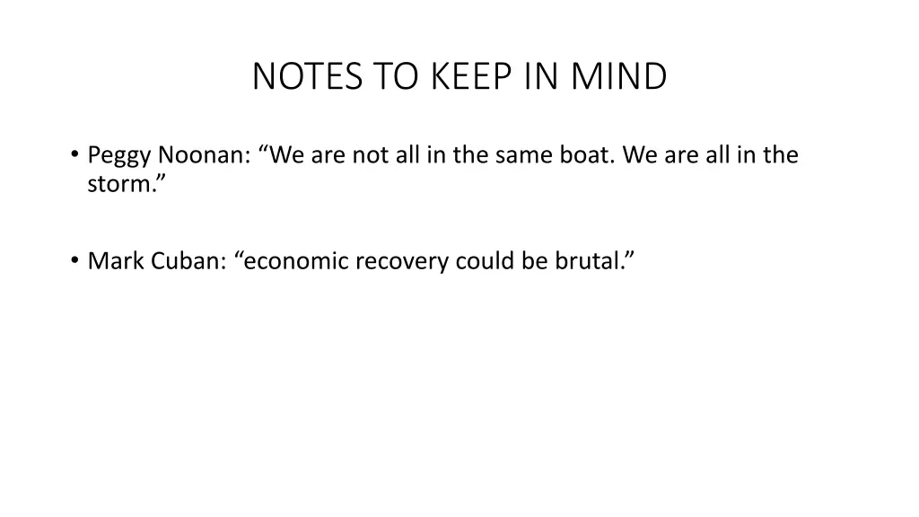 notes to keep in mind