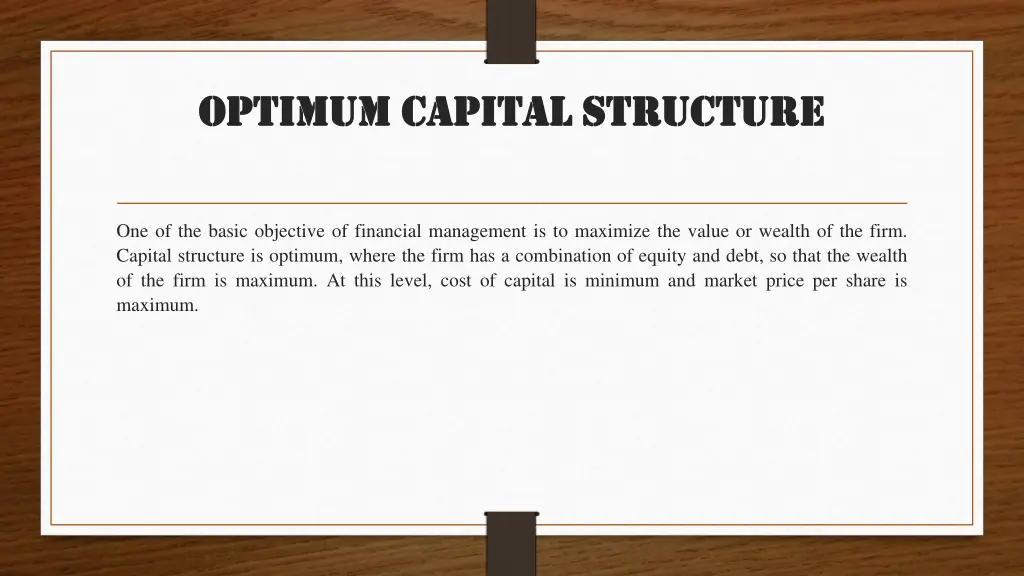 optimum capital structure optimum capital