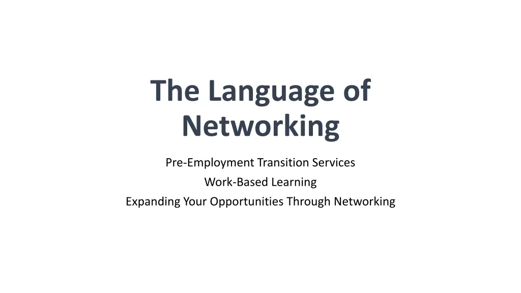 the language of networking