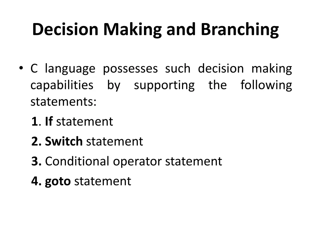 decision making and branching
