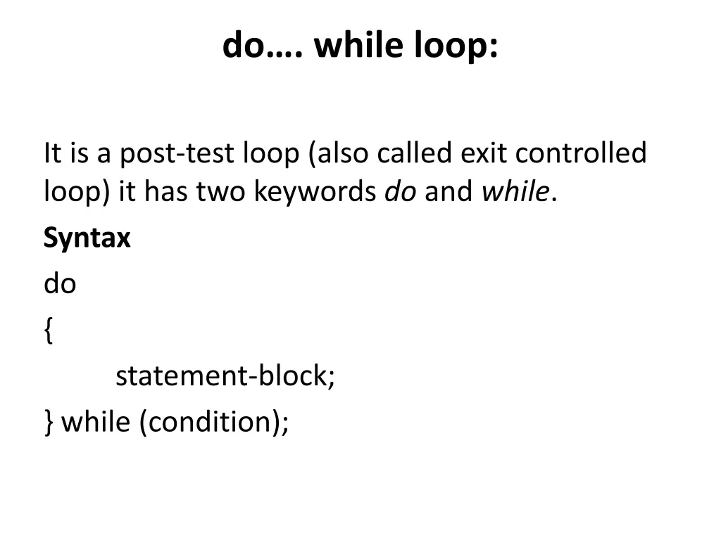 do while loop
