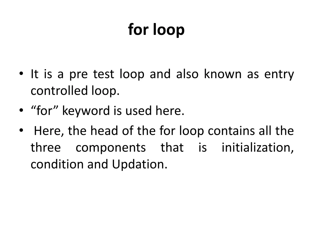 for loop
