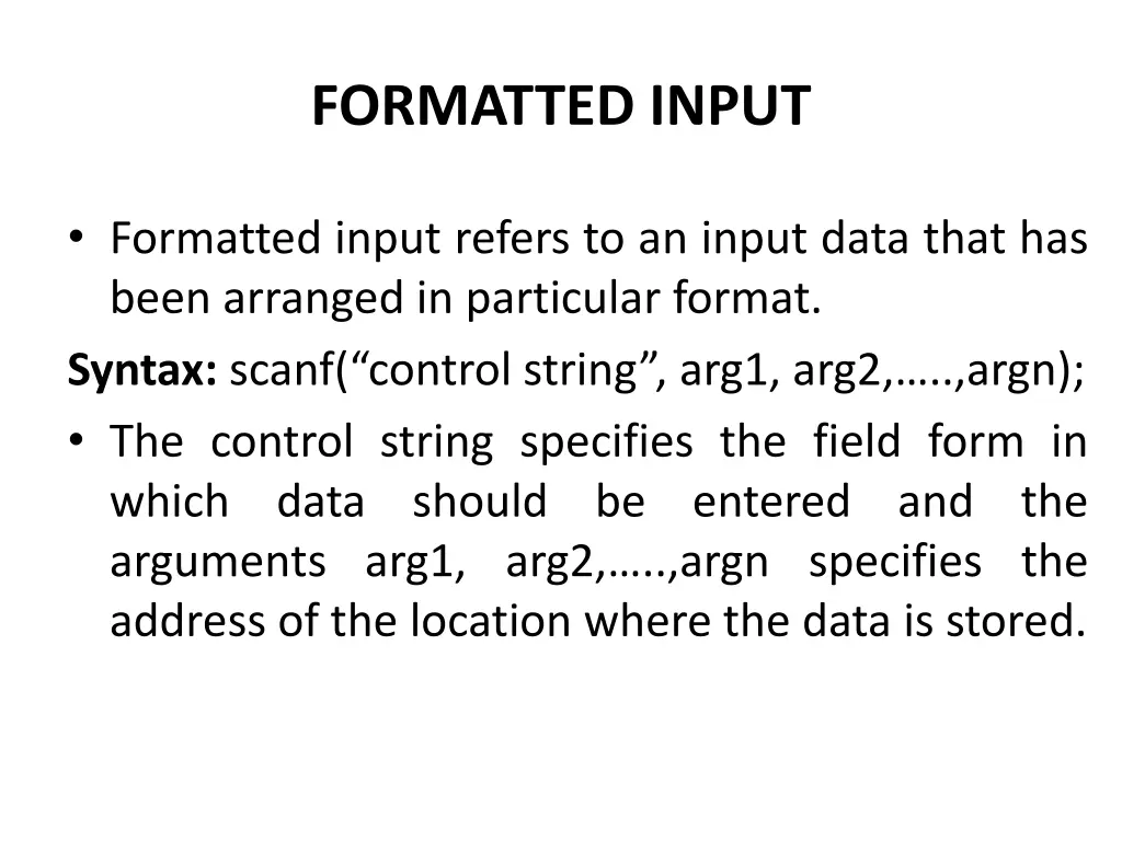 formatted input