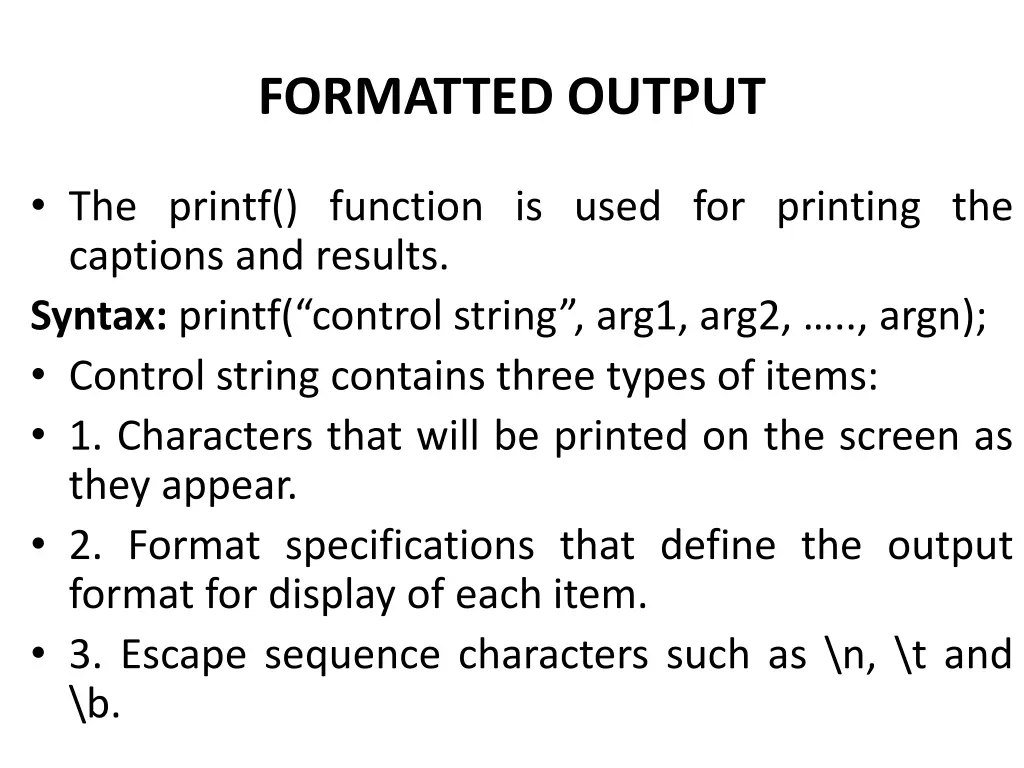 formatted output