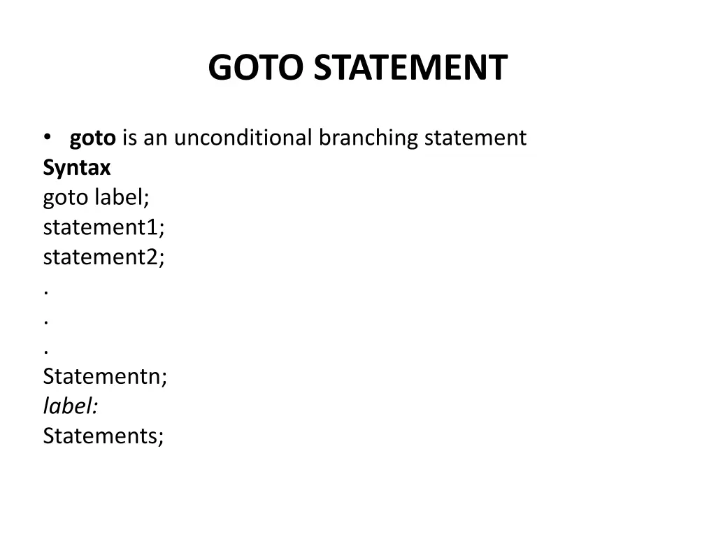 goto statement